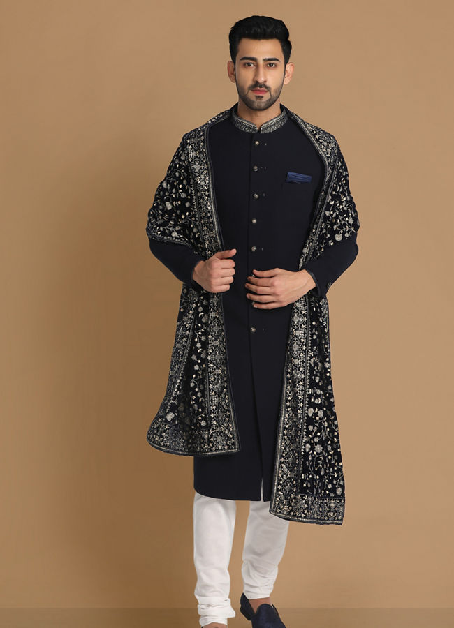 Manyavar 2024 black sherwani